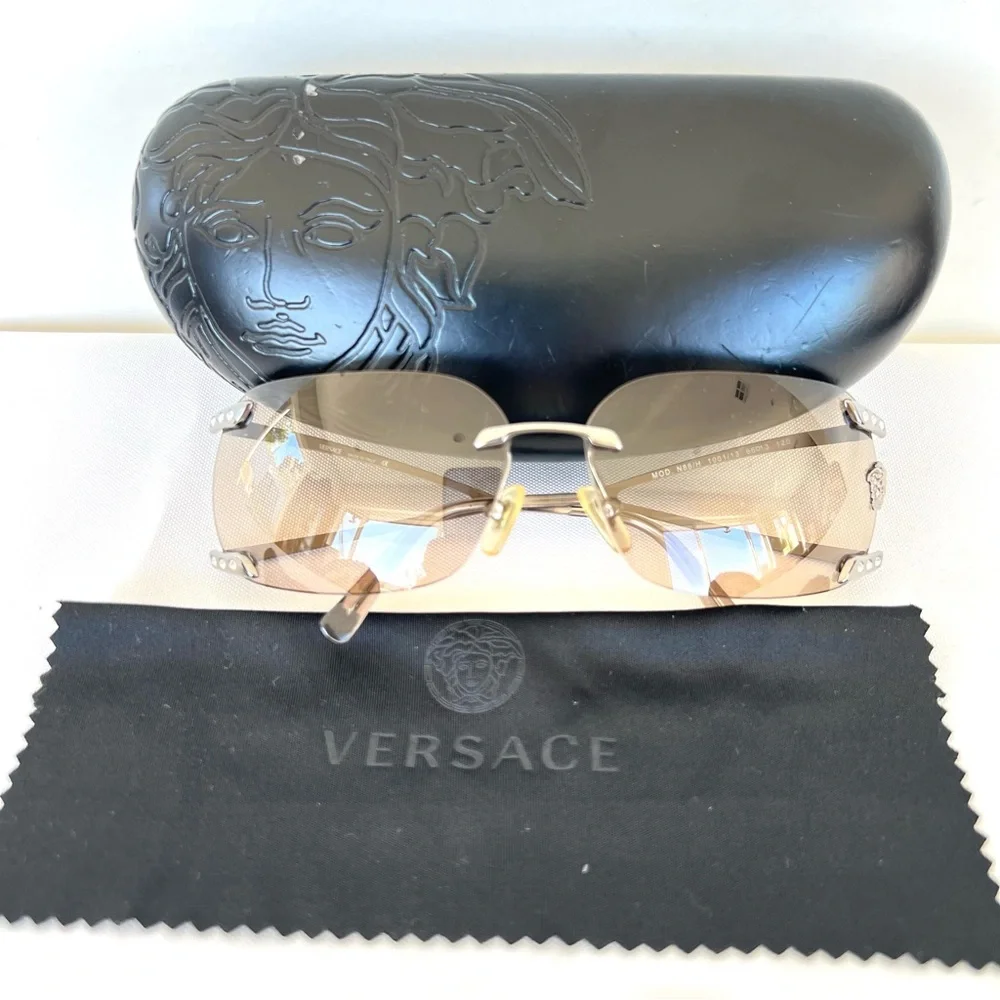 VERSACE MOD N86 1001/13 15931 Diamante Brown Curved Lenses Unisex Sunglasses - Picture 2 of 15